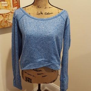 Sell a blue marbled crop sweatshirt